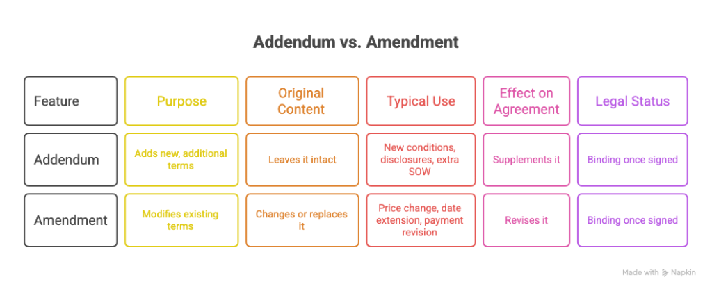 Addendum and Amendment: Side-by-Side Comparison